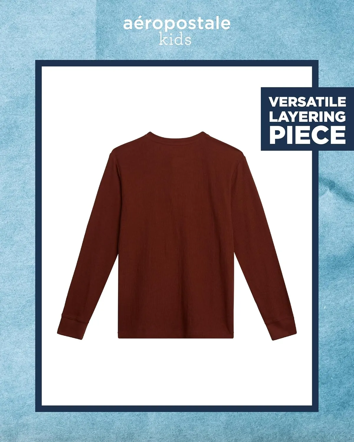 AEROPOSTALE Boys' Long Sleeve Henley Shirt - Cotton Ribbed Henley Long Sleeve Shirt - Thermal Henley Top for Boys (8-16)