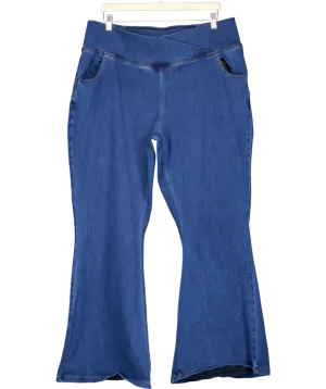 Blue Pull On Flared Stretch Jeans UK XXXL
