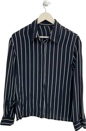 Blue Semi Sheer Striped Shirt UK S