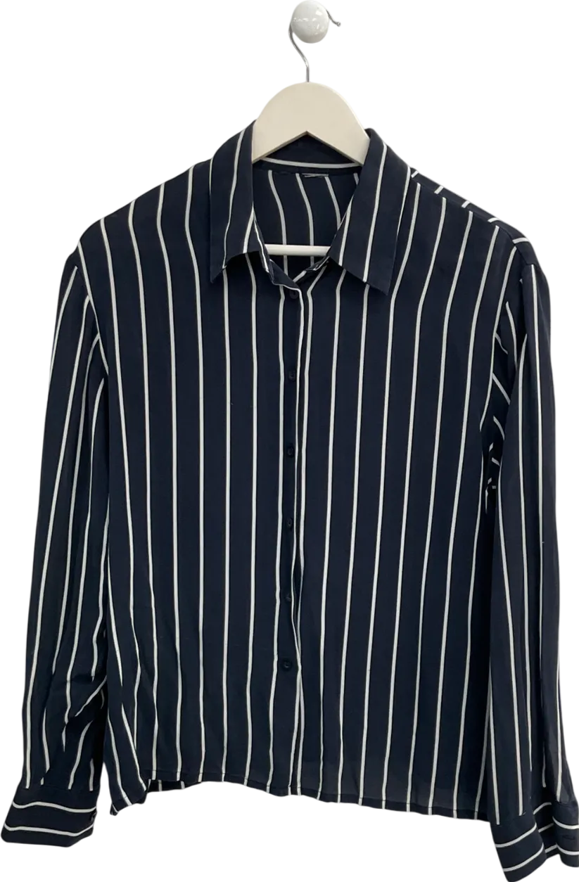 Blue Semi Sheer Striped Shirt UK S