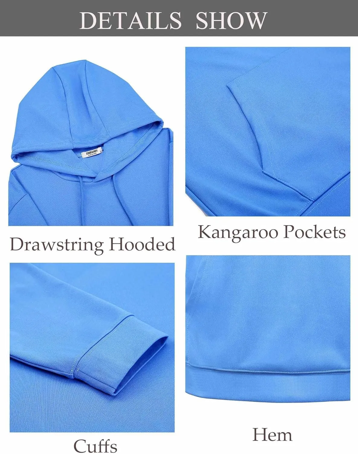 COOFANDY Men's Hoodie Long Sleeve Hooded Pullover Casual Fashion Sweatshirts Drawstring Gym Hooded with Kanga Pocket