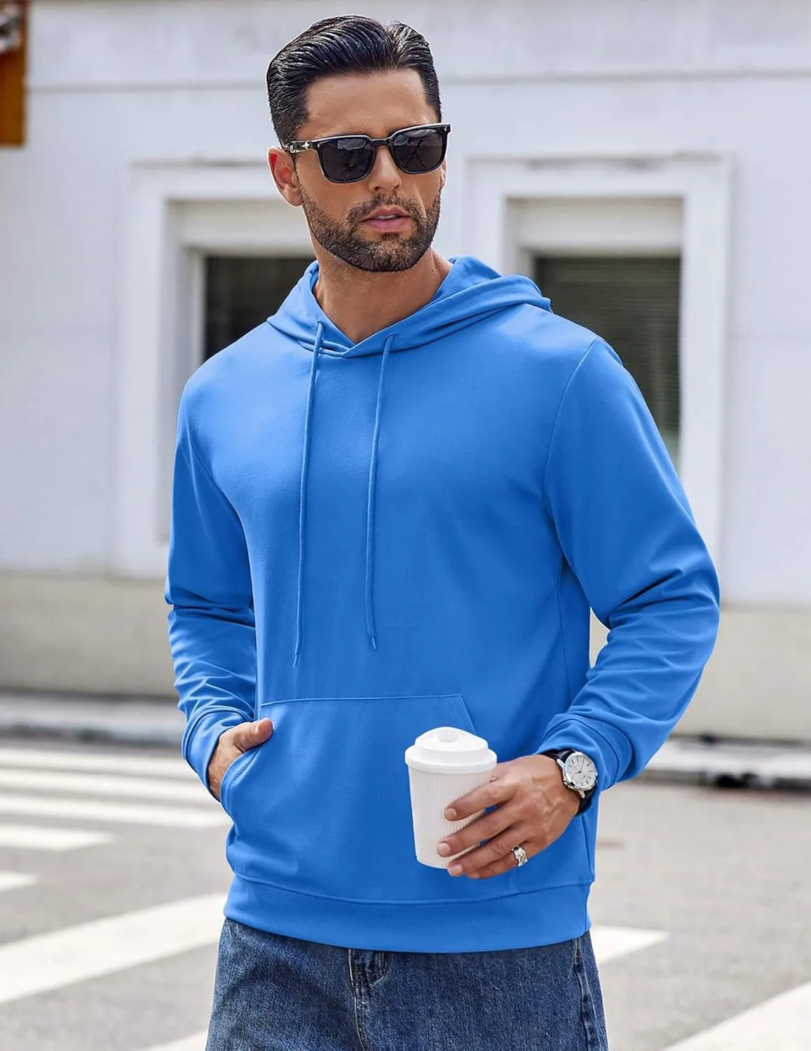 COOFANDY Men's Hoodie Long Sleeve Hooded Pullover Casual Fashion Sweatshirts Drawstring Gym Hooded with Kanga Pocket