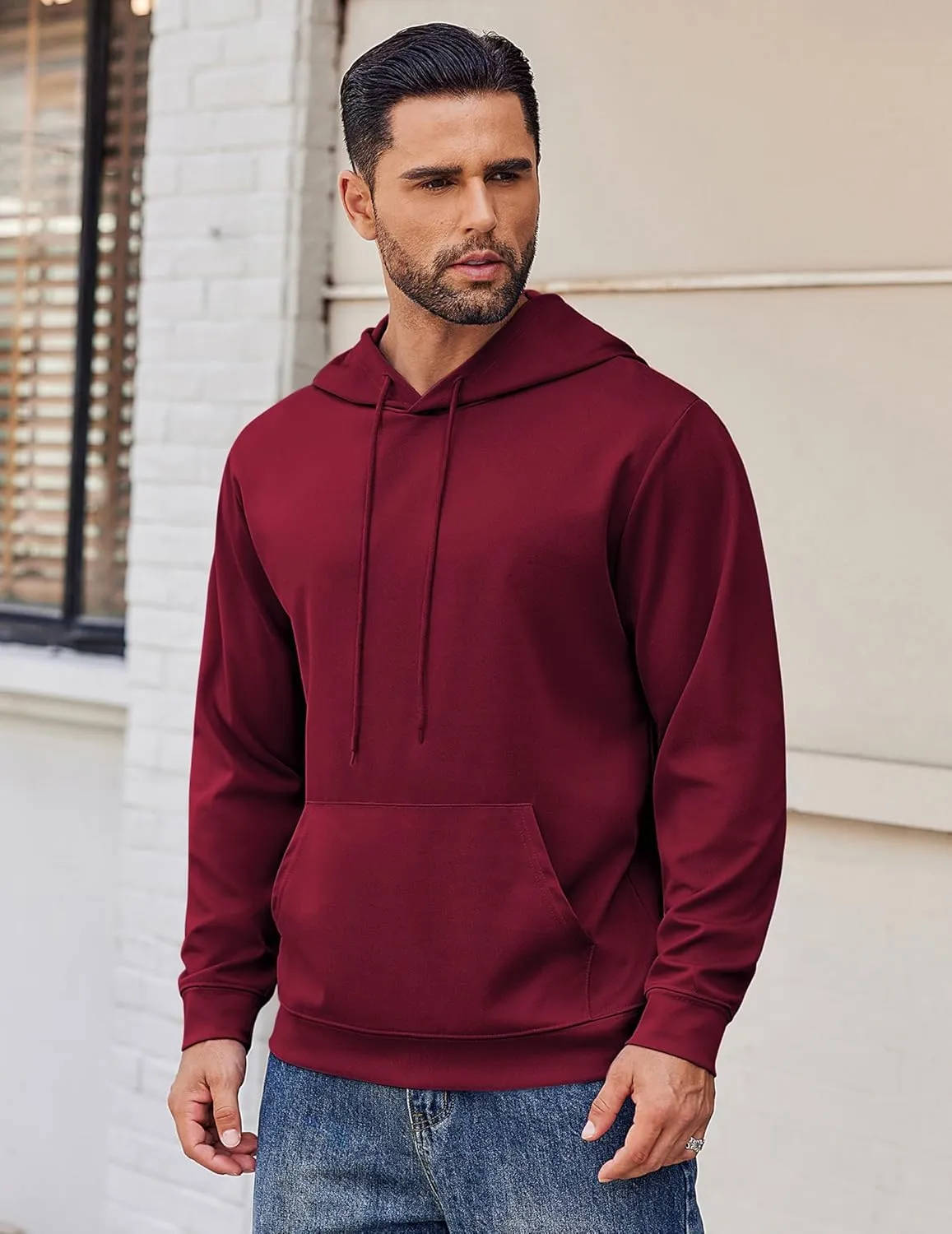 COOFANDY Men's Hoodie Long Sleeve Hooded Pullover Casual Fashion Sweatshirts Drawstring Gym Hooded with Kanga Pocket