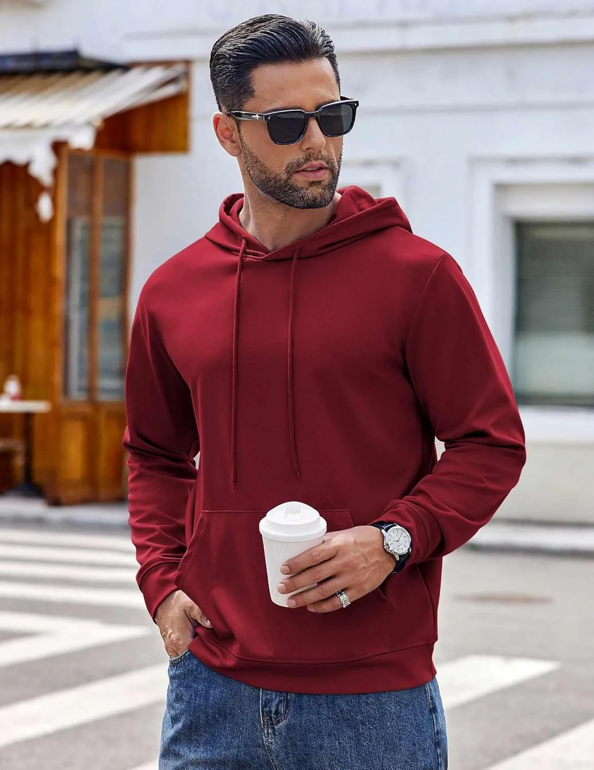 COOFANDY Men's Hoodie Long Sleeve Hooded Pullover Casual Fashion Sweatshirts Drawstring Gym Hooded with Kanga Pocket