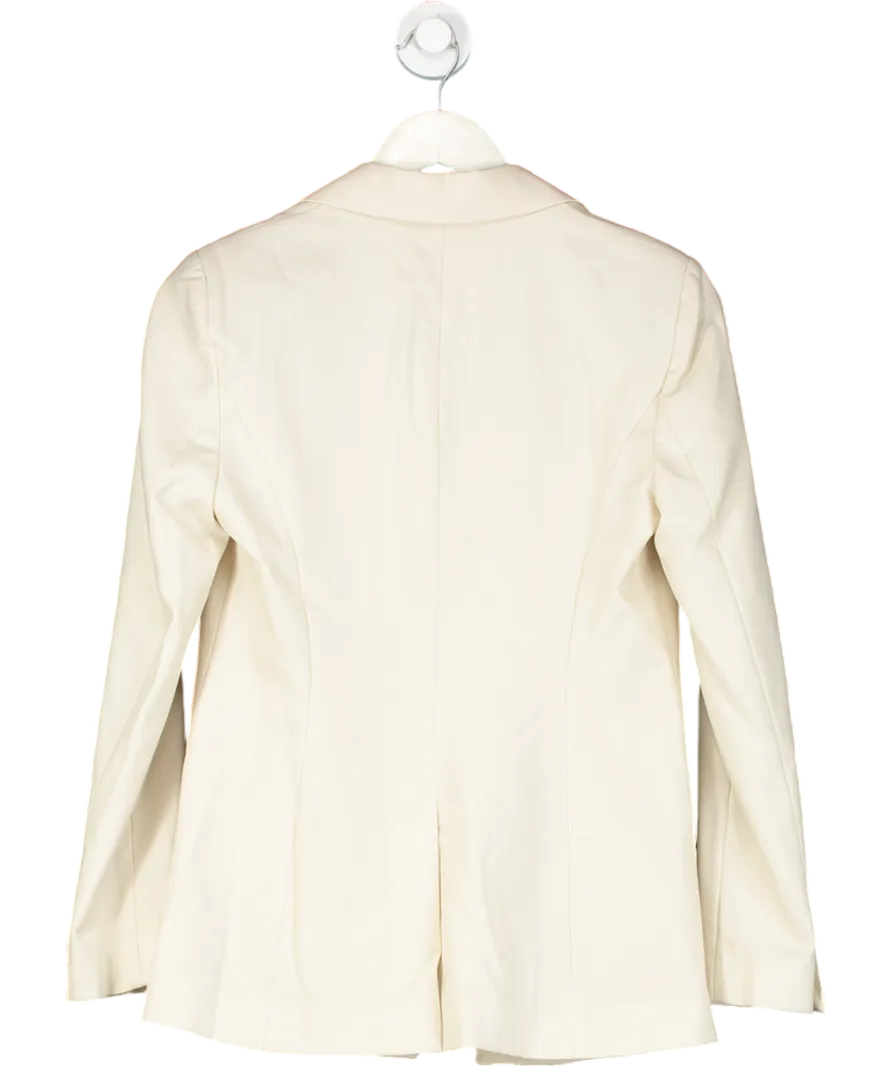 Goelia Cream Worsted Wool One Button Women Blazer UK S