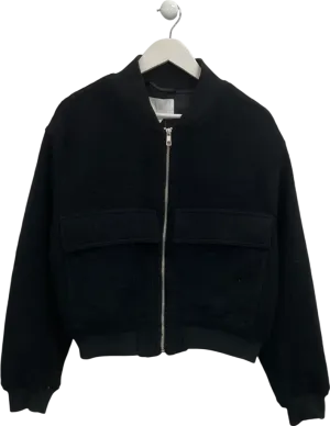 H&M Black Wool Blend Bomber Jacket UK M