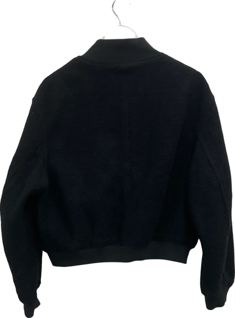 H&M Black Wool Blend Bomber Jacket UK M