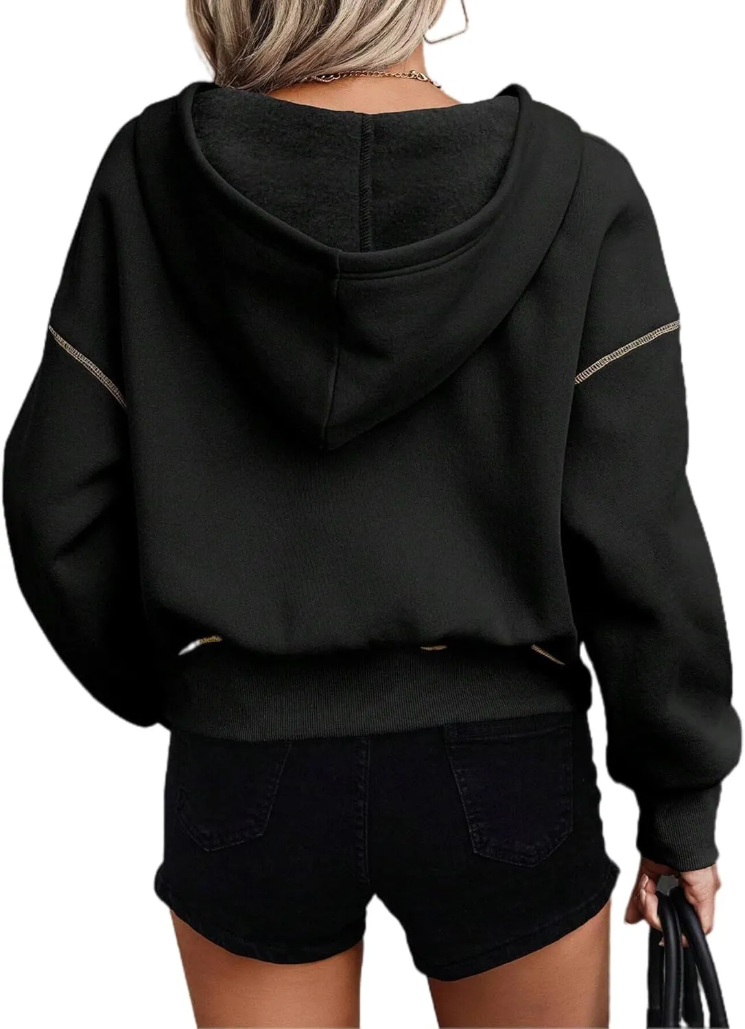 Hilinker Womens Half Zip Pullover Hoodies Cute Cropped Sweatshirts Long Sleeve Crop Tops