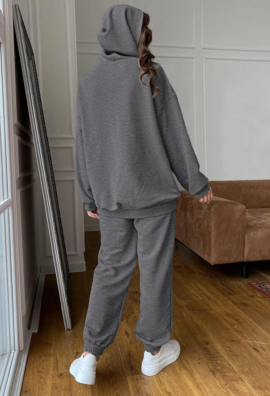 Linsery Women Hoodies Sweatsuit Long Sleeve Hooded Matching Joggers Sweatpants 2 Piece Tracksuit Sets