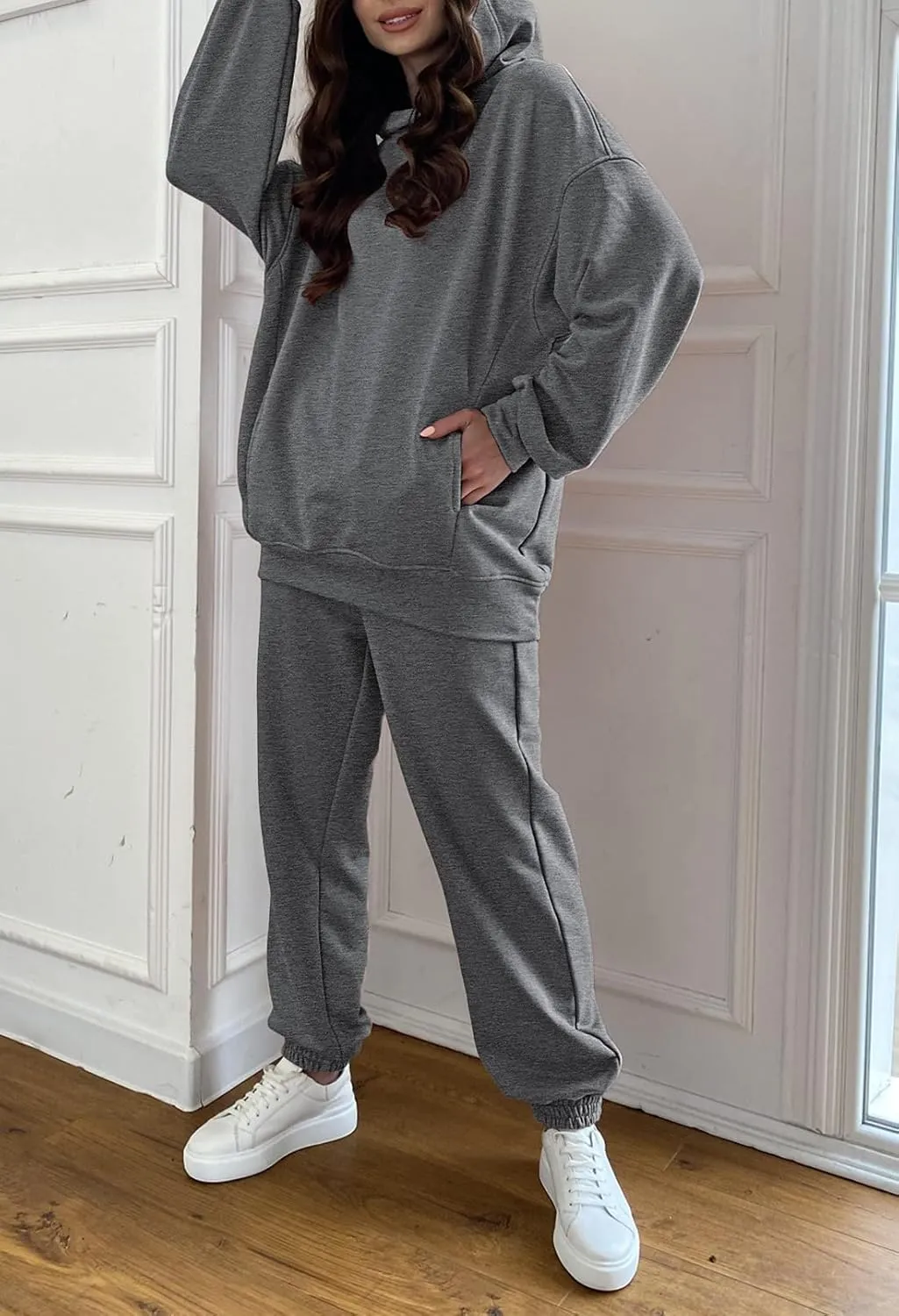 Linsery Women Hoodies Sweatsuit Long Sleeve Hooded Matching Joggers Sweatpants 2 Piece Tracksuit Sets