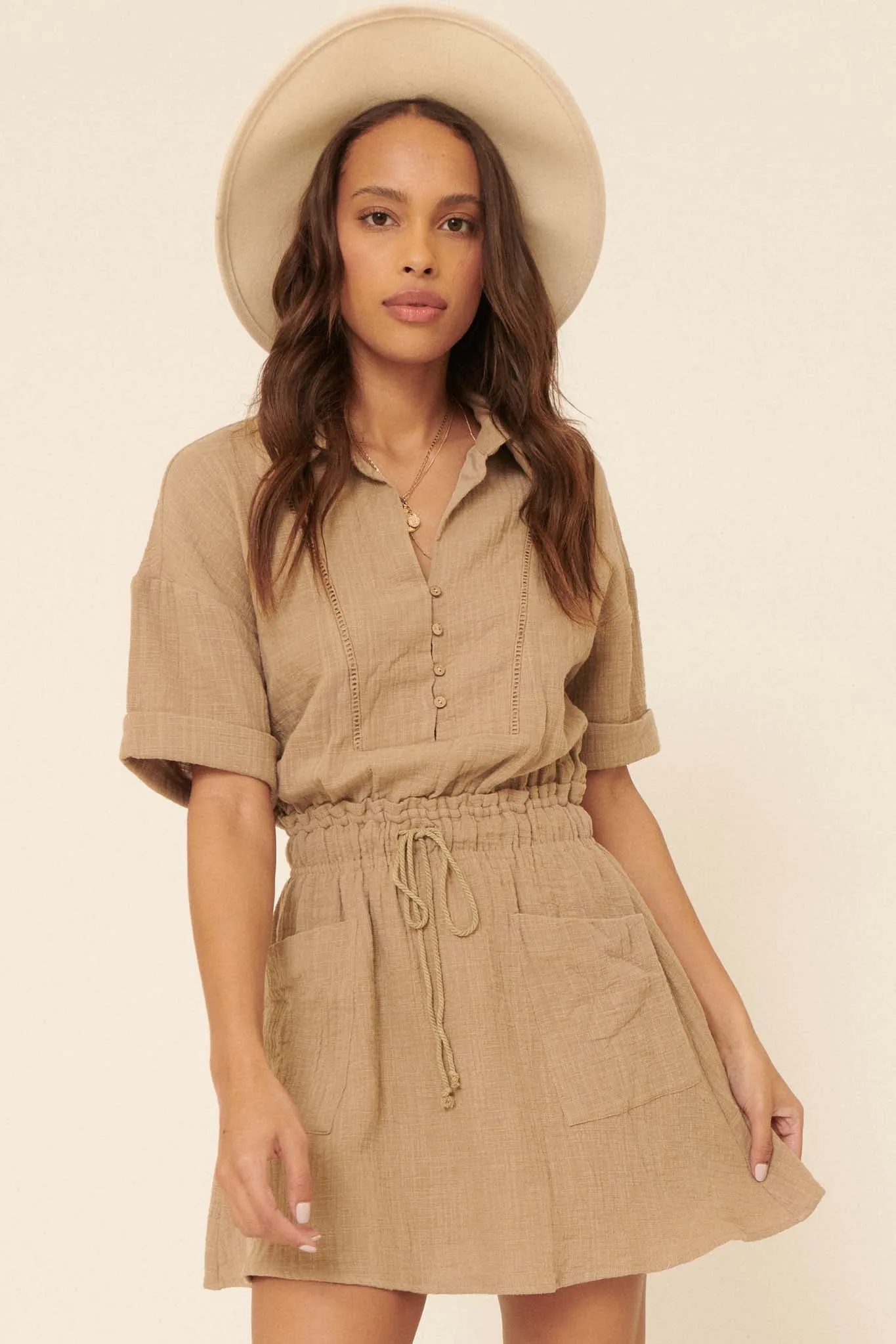 Natural Habitat Cotton Half-Button Shirt Dress