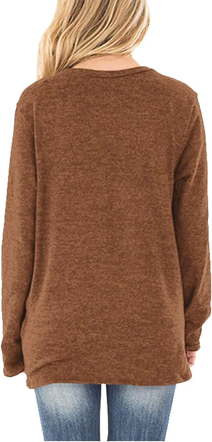 SAMPEEL Women's Tunic Tops for Leggings Casual Twist Knot Long Sleeve Tops Blouse