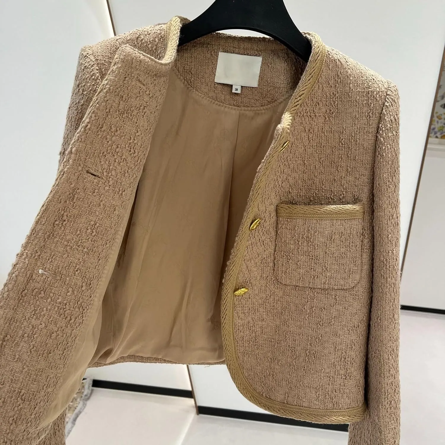 Spring Autumn Wool Blend Tweed Vintage Women's Coat