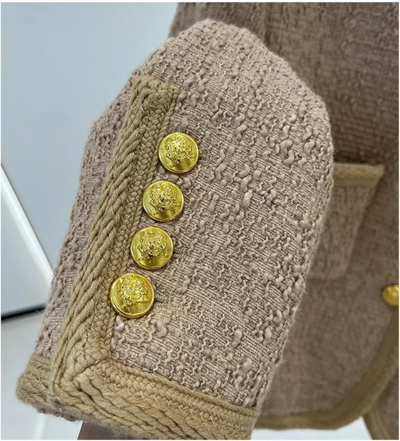 Spring Autumn Wool Blend Tweed Vintage Women's Coat