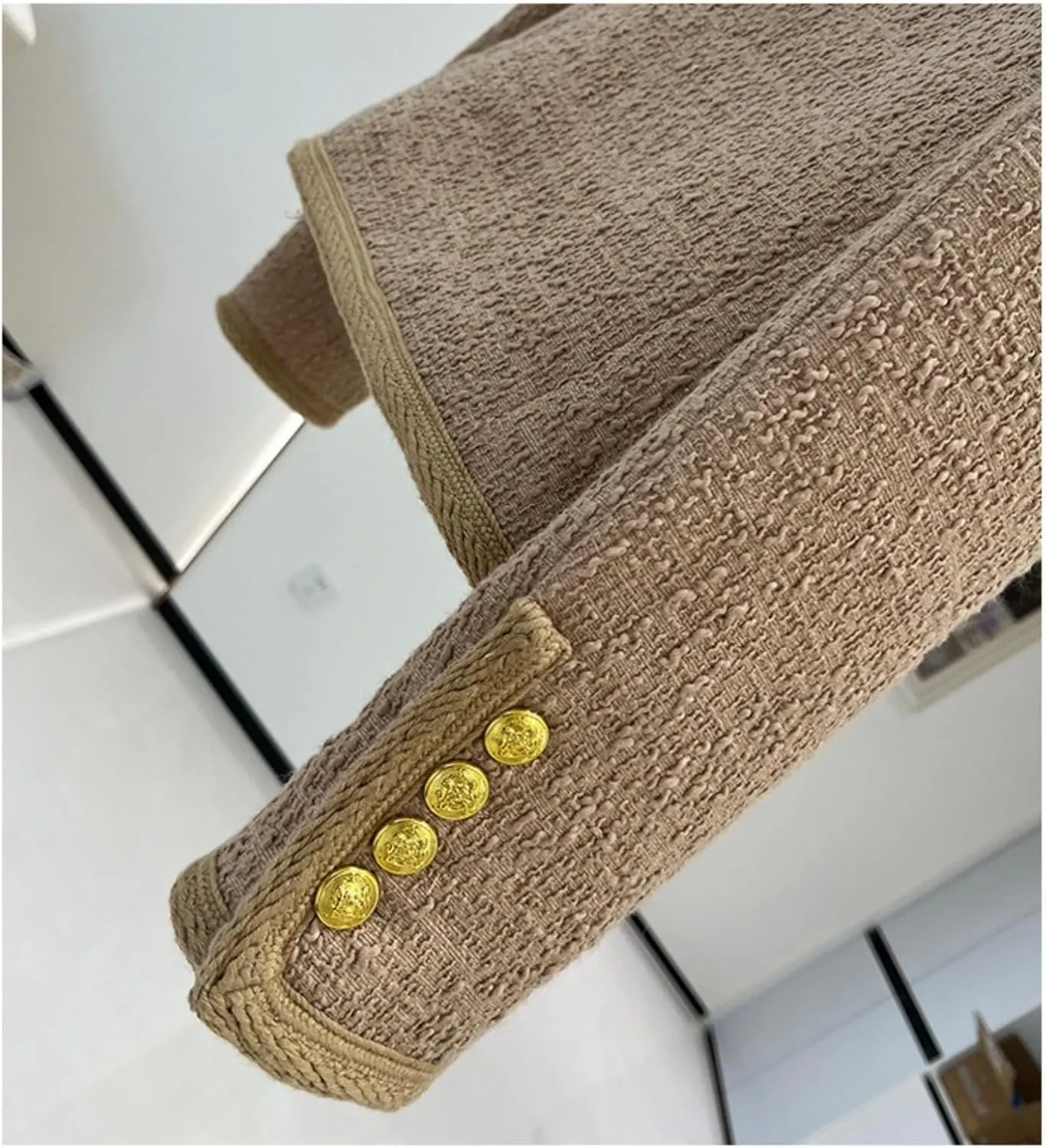 Spring Autumn Wool Blend Tweed Vintage Women's Coat