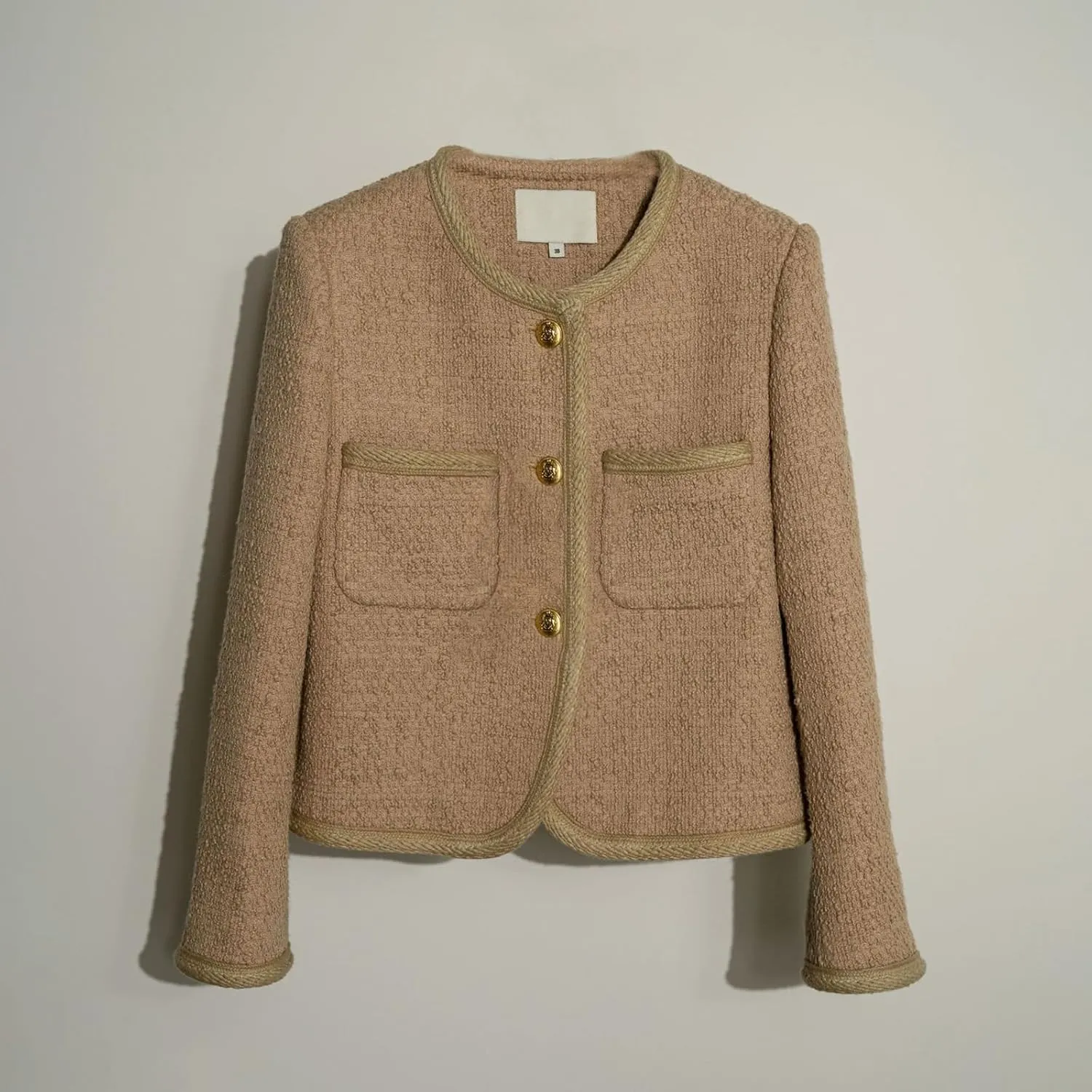 Spring Autumn Wool Blend Tweed Vintage Women's Coat