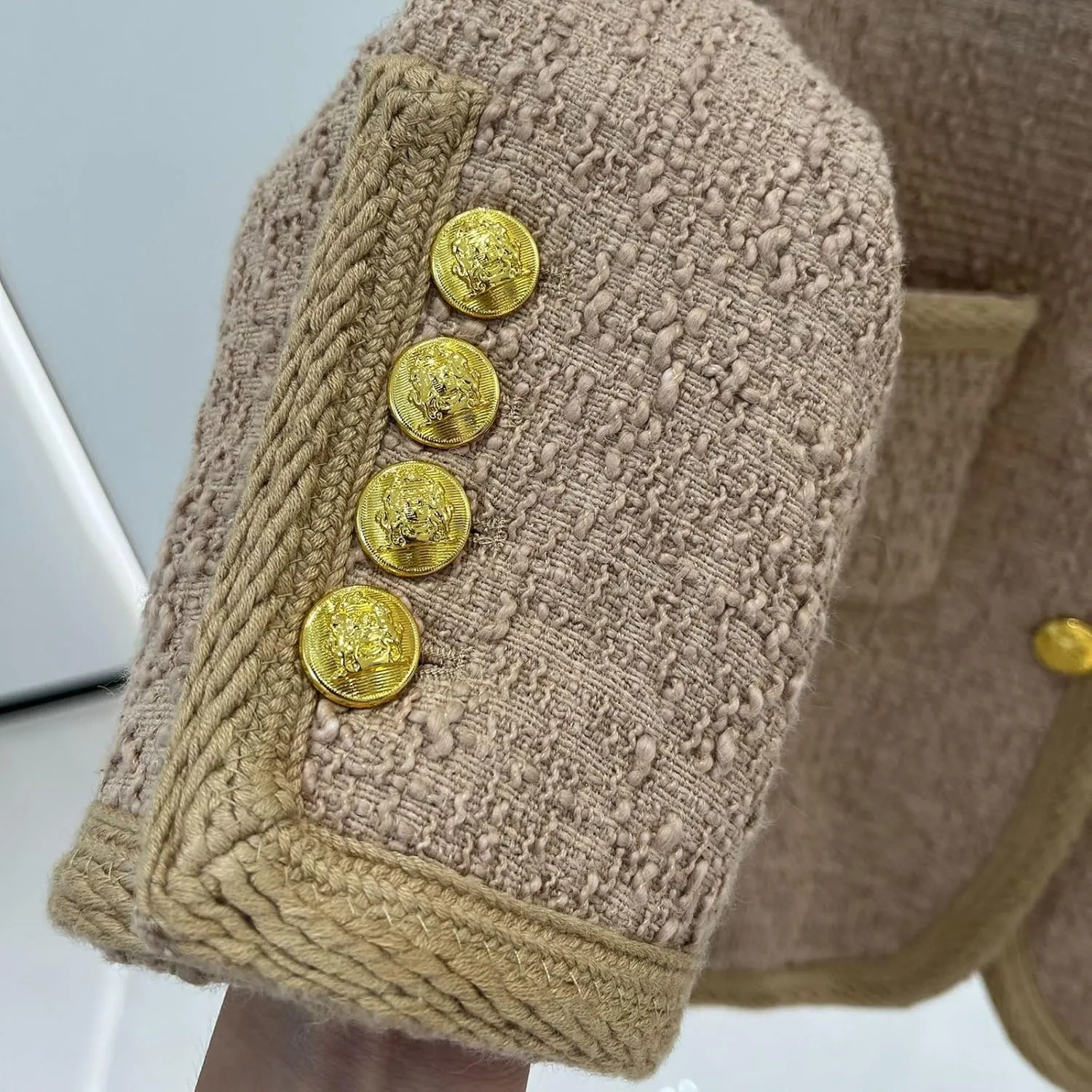 Spring Autumn Wool Blend Tweed Vintage Women's Coat