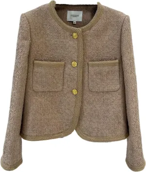 Spring Autumn Wool Blend Tweed Vintage Women's Coat