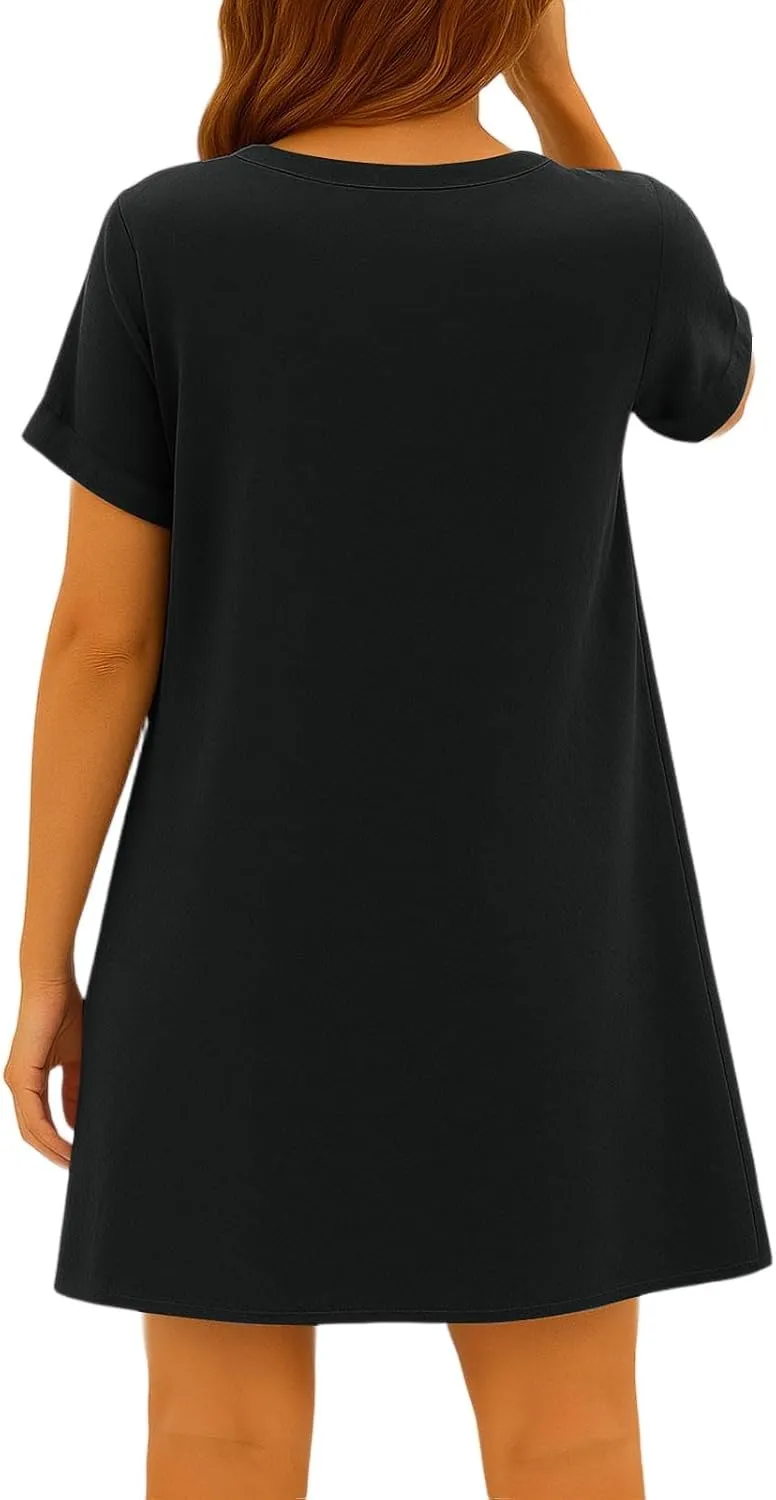 Summer Dresses for Women 2025 Cotton Linen Dressy Casual Mini Dress Short Sleeve Plus Size Bohemian Sundress