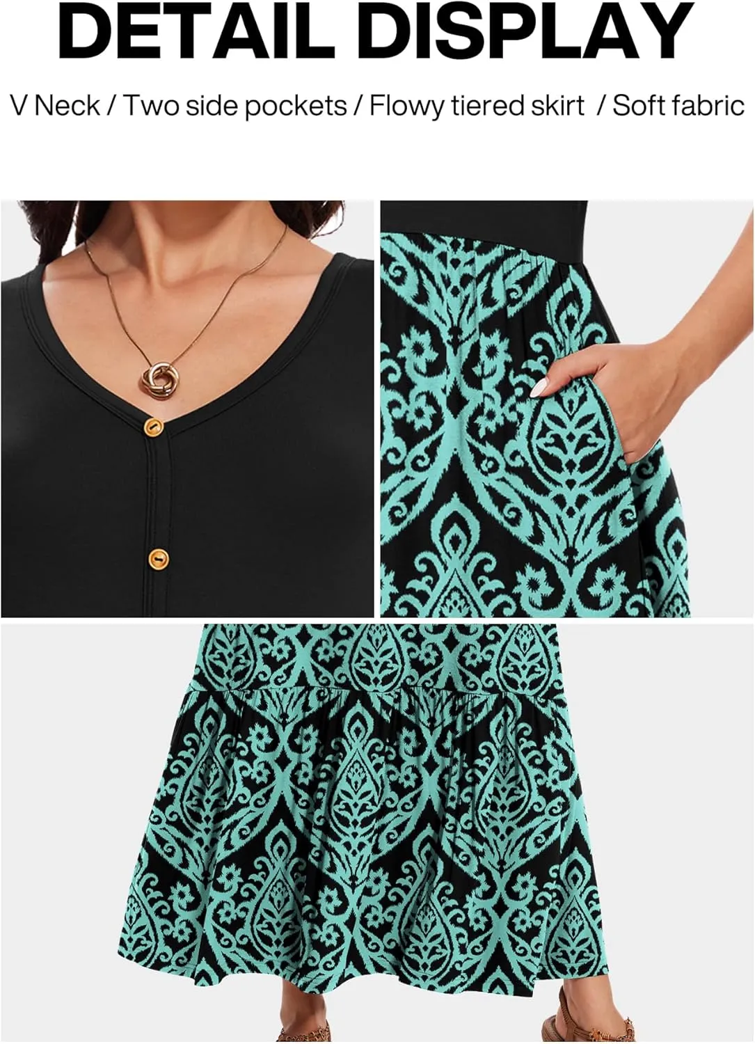 VIISHOW Women's Short Sleeve Maxi Dress 2025 Summer V Neck Knit Loose Plain Empire Waist Casual Dresses with Pockets