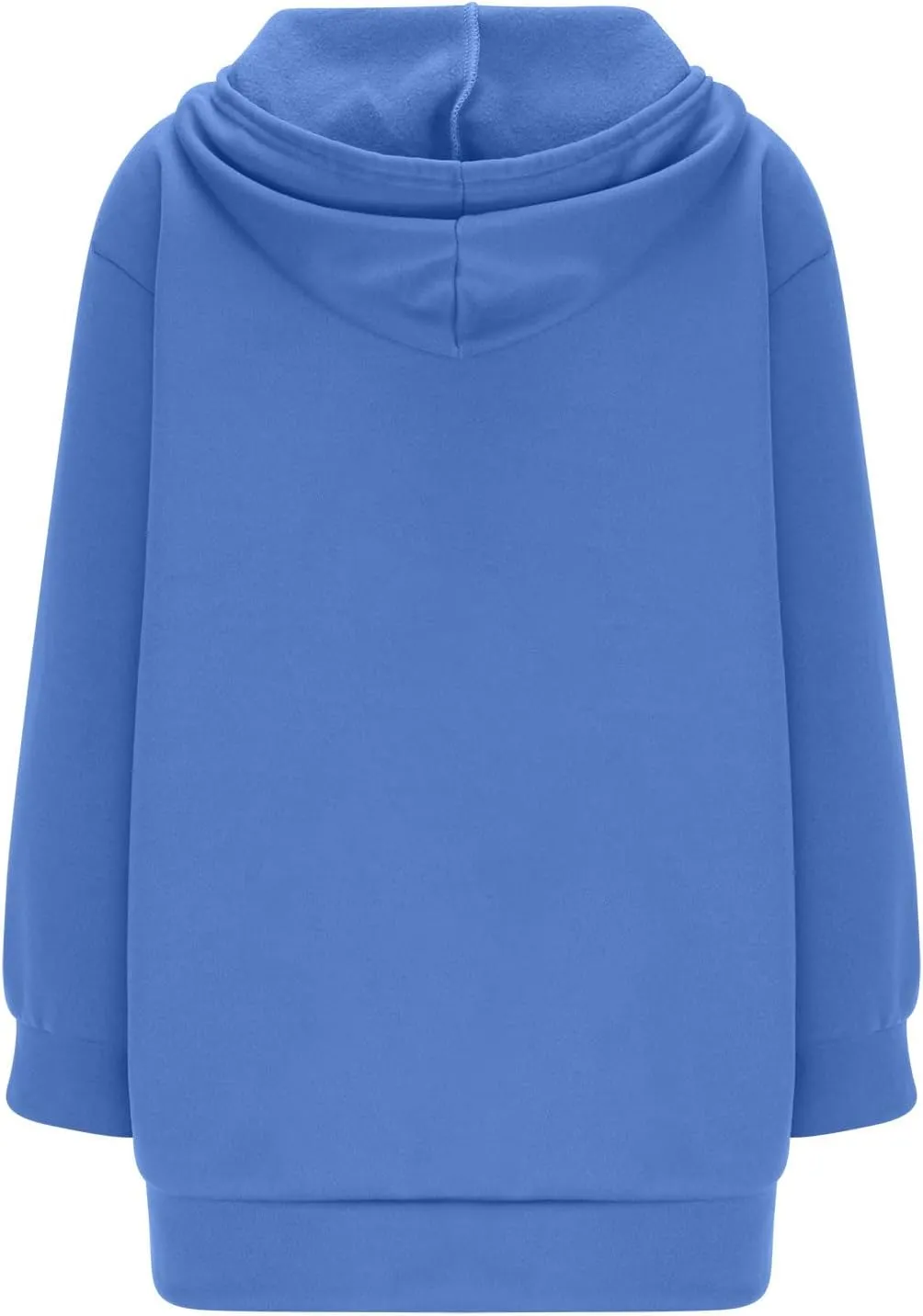 Womens Longline Hoodie Fall Winter Full Zip up Drawstring Sweatshirt Ladies Knee Length Pullover Hooded Jacket Pocket
