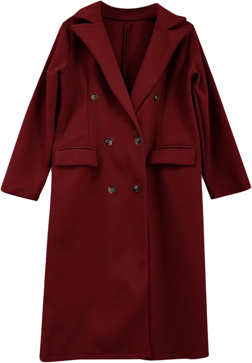 Wool Blend Coats for Women Elegant Double Breasted Long Pea Coats Fall Fashion Winter Notched Lapel Jackets Overcoat